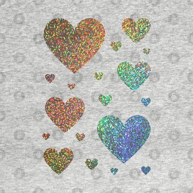 Holographic Rainbow Ombre Faux Glitter Hearts by Felicity-K